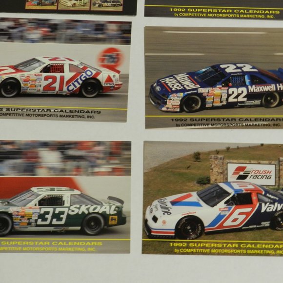 Vintage 1992 "Superstar Calendars" set NASCAR Postcard Competitive Motorsports A - Picture 5 of 8